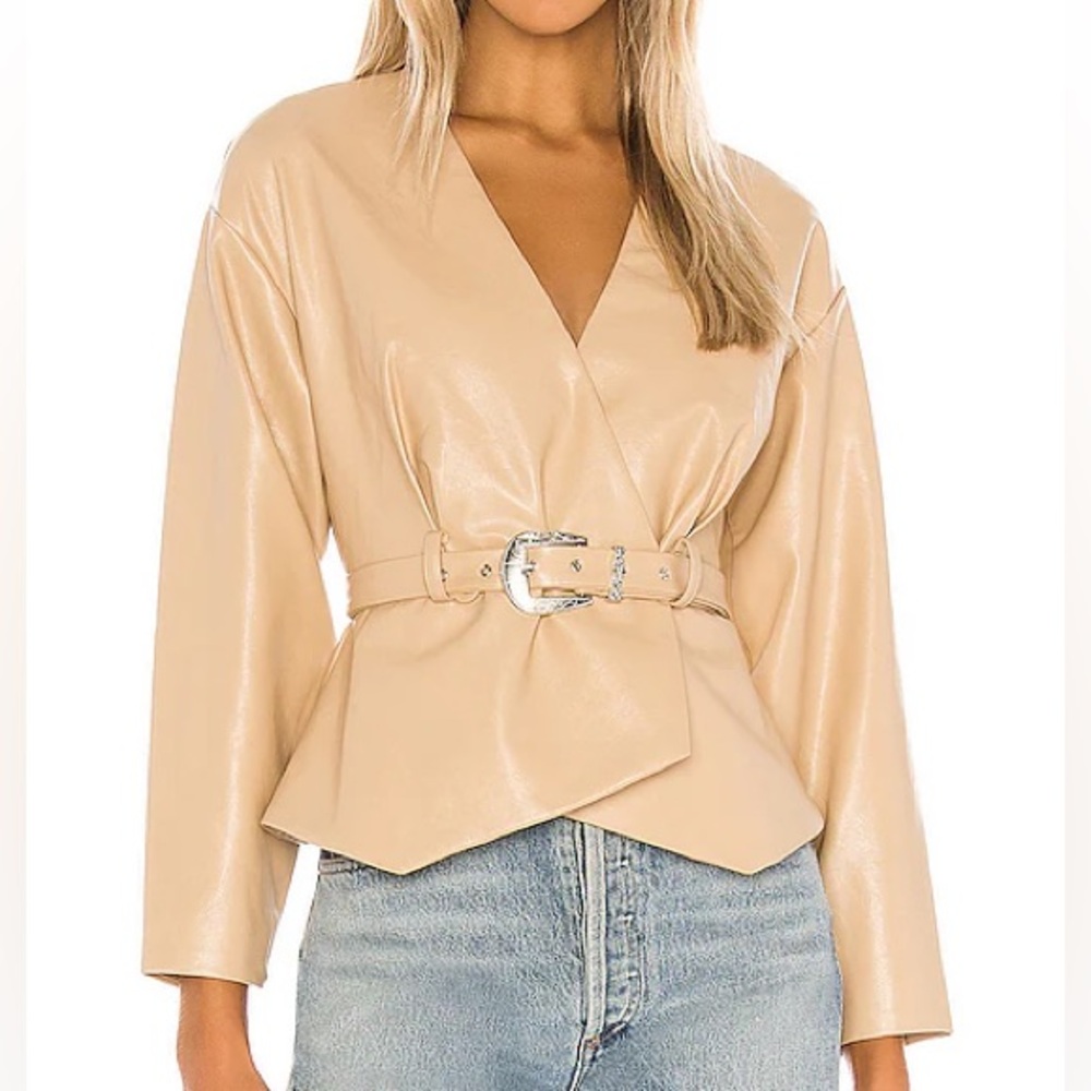 NWT Song of Style Faux Leather Western Buckle Jacket Tan XXS (Women’s)